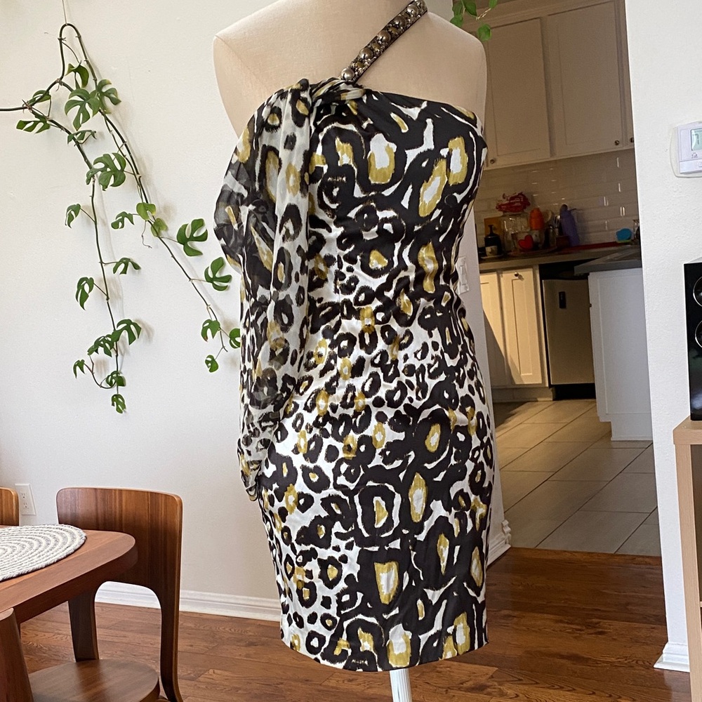 Marc Bouwer One-Shoulder Leopard Dress